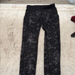 Lululemon Black Marble-Print Active Leggings